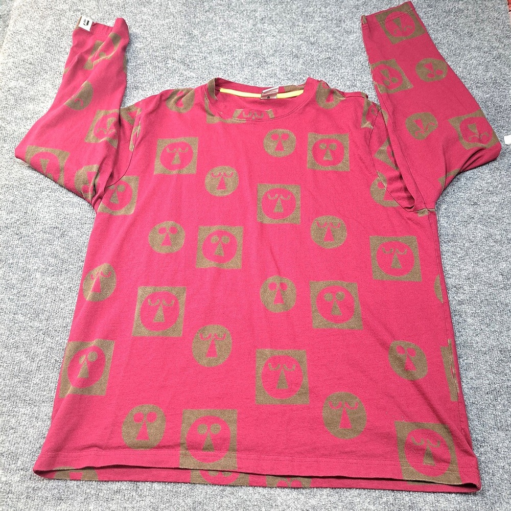 Fielder by Bonobos Red‎ Geometric Face Print Long Sleeve Cotton T-Shirt Large